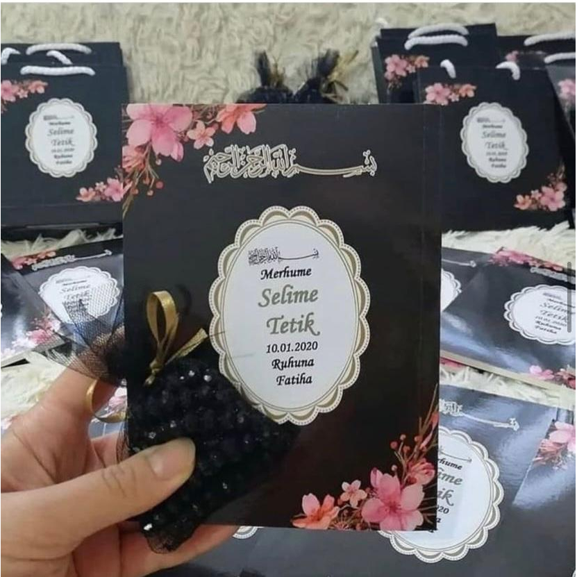 Çiçek Desen Yasin Kitabı Keseli Tesbih Seti